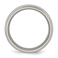 Chisel Titanium Polished 8mm Grooved and Beaded Edge Band view 2