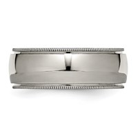 Chisel Titanium Polished 8mm Grooved and Beaded Edge Band view 3