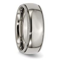 Chisel Titanium Polished 8mm Grooved and Beaded Edge Band view 4