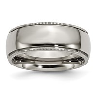 Chisel Titanium Polished 8mm Grooved and Beaded Edge Band view 1