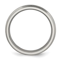 Chisel Titanium Polished 6mm Grooved and Beaded Edge Band view 2