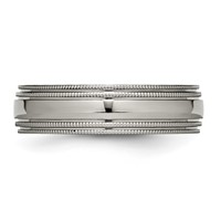 Chisel Titanium Polished 6mm Grooved and Beaded Edge Band view 3