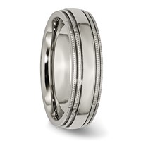 Chisel Titanium Polished 6mm Grooved and Beaded Edge Band view 4
