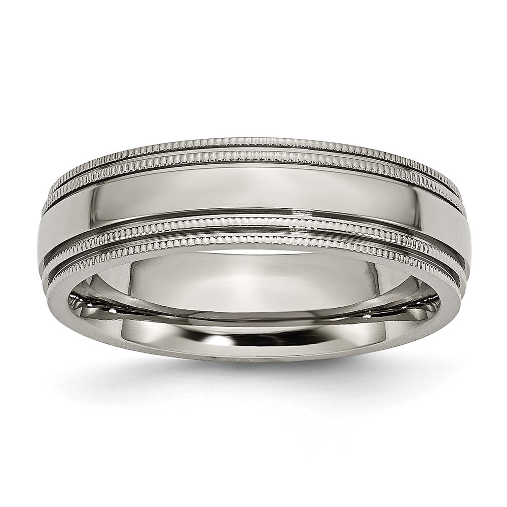 Chisel Titanium Polished 6mm Grooved and Beaded Edge Band