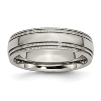 Chisel Titanium Polished 6mm Grooved and Beaded Edge Band view 1