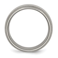 Chisel Titanium Polished 8mm Grooved and Beaded Edge Band view 2