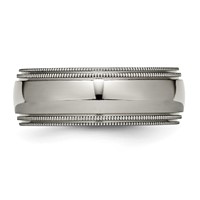 Chisel Titanium Polished 8mm Grooved and Beaded Edge Band view 3