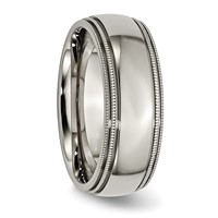 Chisel Titanium Polished 8mm Grooved and Beaded Edge Band view 4