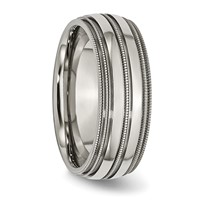 Titanium Grooved and Beaded Edge 8mm Polished Band view 4