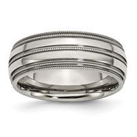 Titanium Grooved and Beaded Edge 8mm Polished Band view 1