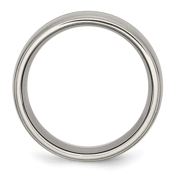 Chisel Titanium Brushed and Polished 10mm Grooved Ridged Edge Band