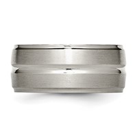 Chisel Titanium Brushed and Polished 10mm Grooved Ridged Edge Band view 3