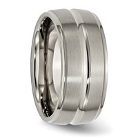 Chisel Titanium Brushed and Polished 10mm Grooved Ridged Edge Band view 4