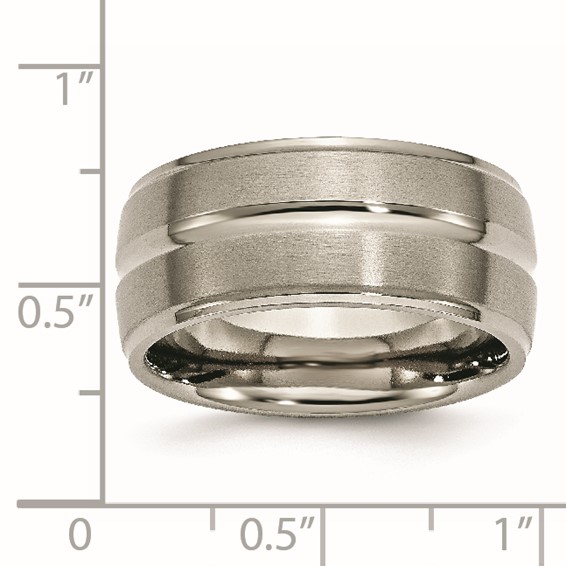 Chisel Titanium Brushed and Polished 10mm Grooved Ridged Edge Band