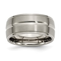 Chisel Titanium Brushed and Polished 10mm Grooved Ridged Edge Band view 1