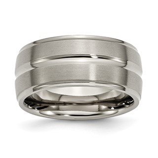 Chisel Titanium Brushed and Polished 10mm Grooved Ridged Edge Band