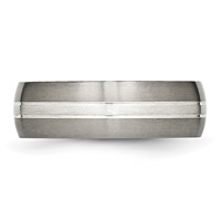 Chisel Titanium Brushed and Polished Band with Sterling Silver Inlay 7mm Grooved view 3