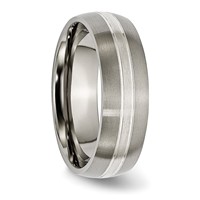 Chisel Titanium Brushed and Polished Band with Sterling Silver Inlay 7mm Grooved view 4