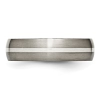 Chisel Titanium Brushed Band with Sterling Silver Inlay 6mm view 3