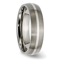 Chisel Titanium Brushed Band with Sterling Silver Inlay 6mm view 4
