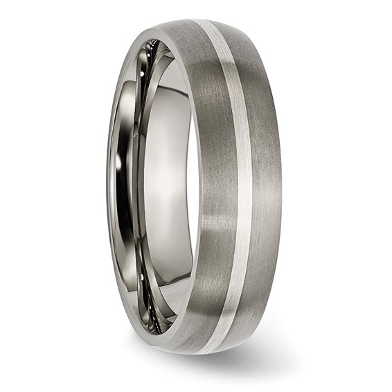 Chisel Titanium Brushed with Sterling Silver Inlay 6mm Band