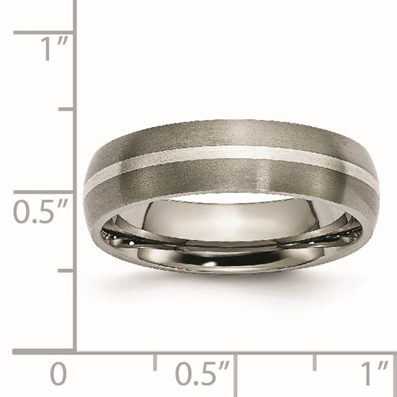 Chisel Titanium Brushed with Sterling Silver Inlay 6mm Band