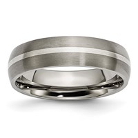 Chisel Titanium Brushed Band with Sterling Silver Inlay 6mm view 1