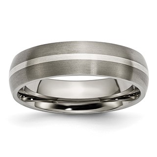 Chisel Titanium Brushed with Sterling Silver Inlay 6mm Band