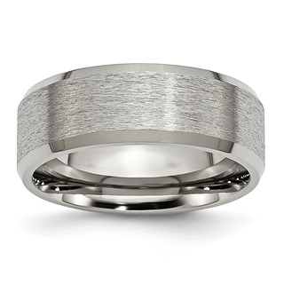 Chisel Titanium Satin and Brushed 8mm Beveled Edge Band