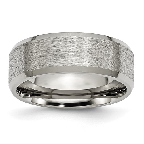 Chisel Titanium Satin and Brushed 8mm Beveled Edge Band