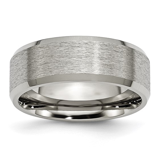 Chisel Titanium Satin and Brushed 8mm Beveled Edge Band