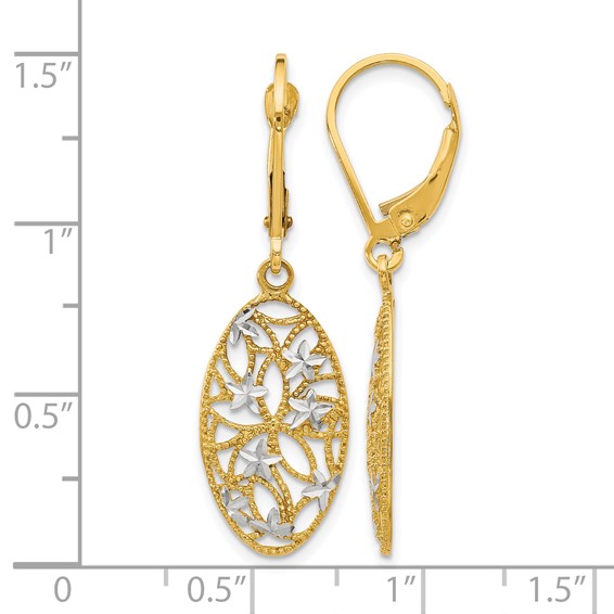 Leslie's 10K w/Rhodium D/C Leverback Dangle Earrings