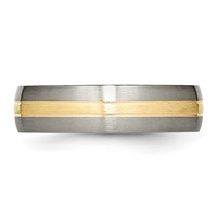Chisel Titanium Brushed Band with 14K Gold Inlay 6mm Grooved view 3