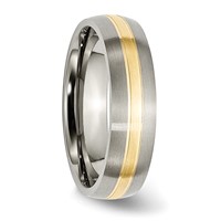 Chisel Titanium Brushed Band with 14K Gold Inlay 6mm Grooved view 4