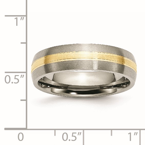 Chisel Titanium Brushed with 14k Gold Inlay 6mm Grooved Band