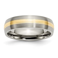 Chisel Titanium Brushed Band with 14K Gold Inlay 6mm Grooved view 1