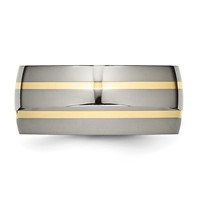 Chisel Titanium Polished Band with 14K Gold Inlay 10mm view 3