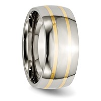 Chisel Titanium Polished Band with 14K Gold Inlay 10mm view 4