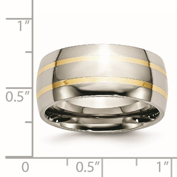 Chisel Titanium Polished with 14k Gold Inlay 10mm Band
