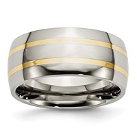 Chisel Titanium Polished Band with 14K Gold Inlay 10mm view 1
