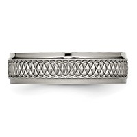 Titanium Ridged Edge Weave Design 6mm Polished Band view 3