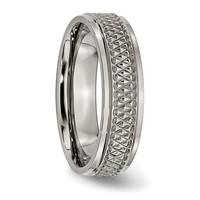 Titanium Ridged Edge Weave Design 6mm Polished Band view 4
