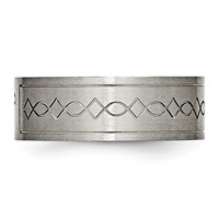 Chisel Titanium Brushed Cross Design 8mm Flat Band view 3