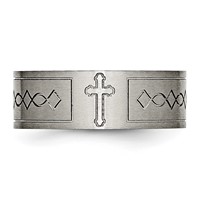 Chisel Titanium Brushed Cross Design 8mm Flat Band view 4