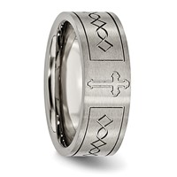 Chisel Titanium Brushed Cross Design 8mm Flat Band view 5