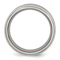 Titanium Ridged Edge Black Rubber 8mm Brushed Polished Band view 2