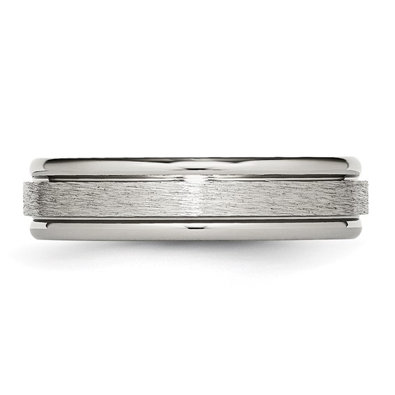 Chisel Titanium Brushed and Polished 6mm Grooved Edge Band