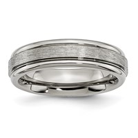 Chisel Titanium Brushed and Polished 6mm Grooved Edge Band view 1