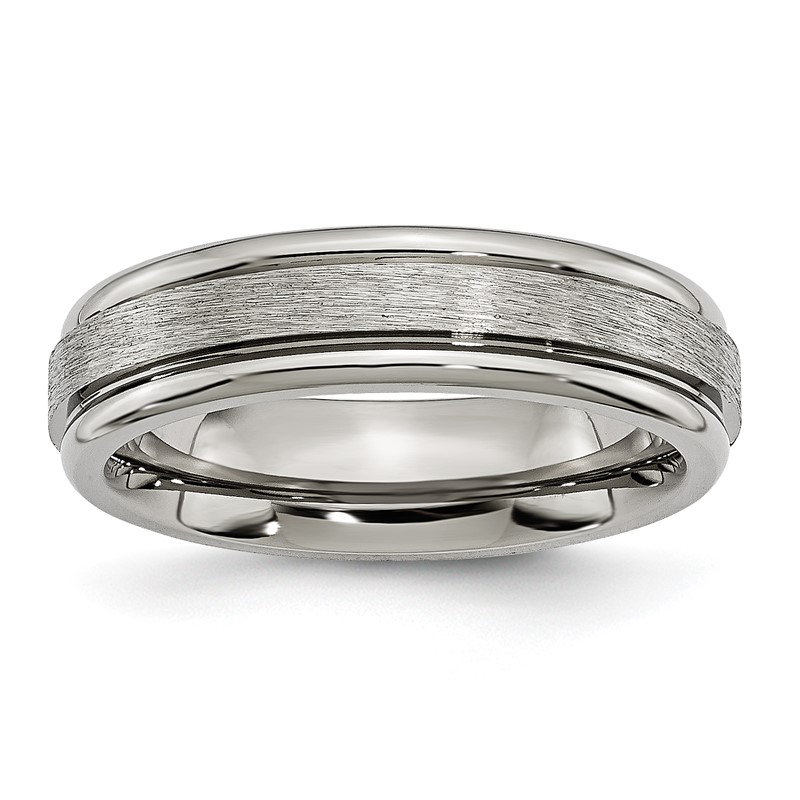 Chisel Titanium Brushed and Polished 6mm Grooved Edge Band