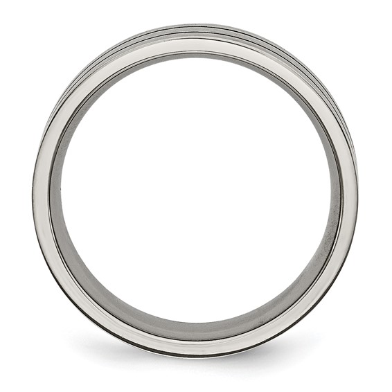 Chisel Titanium Brushed Black Enamel Grooved 7mm Flat Band
